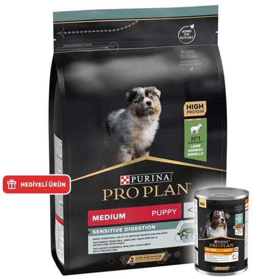 Pro Plan Medium Puppy Kuzu Yavru Köpek Maması 3 Kg + Köpek Konservesi 400 Gr - 1