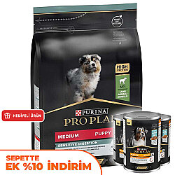 Pro Plan Medium Puppy Kuzu Yavru Köpek Maması 3 Kg + 3 Adet Pro Plan Konserve 400 Gr - Pro Plan