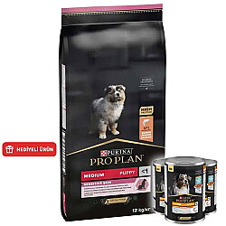 Pro Plan Medium Orta Irk Somonlu Yavru Köpek Maması 12 Kg + 3 Adet Pro Plan Konserve 400 Gr - Pro Plan