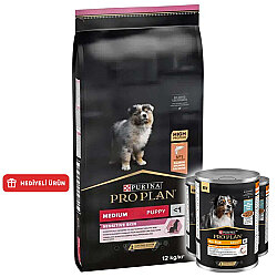 Pro Plan Medium Orta Irk Somonlu Yavru Köpek Maması 12 Kg + 3 Adet Pro Plan Konserve 400 Gr - Pro Plan