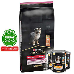 Pro Plan Medium Orta Irk Somonlu Yavru Köpek Maması 12 Kg + 3 Adet Pro Plan Konserve 400 Gr - Pro Plan