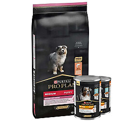 Pro Plan Medium Orta Irk Somonlu Yavru Köpek Maması 12 Kg + 2 Adet Pro Plan Konserve 400 Gr - Pro Plan