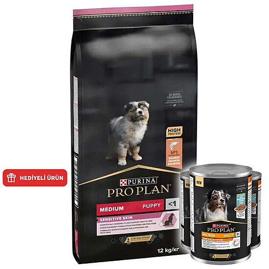 Pro Plan Medium Orta Irk Somonlu Yavru Köpek Maması 12 Kg + 3 Adet Pro Plan Konserve 400 Gr - 2