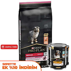 Pro Plan Medium Orta Irk Somonlu Yavru Köpek Maması 12 Kg + 3 Adet Pro Plan Konserve 400 Gr - Pro Plan