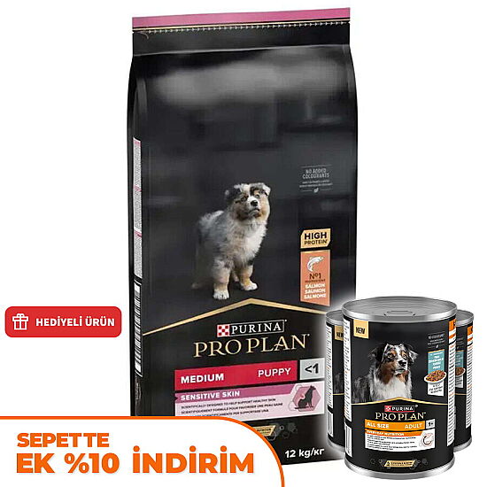 Pro Plan Medium Orta Irk Somonlu Yavru Köpek Maması 12 Kg + 3 Adet Pro Plan Konserve 400 Gr - 1