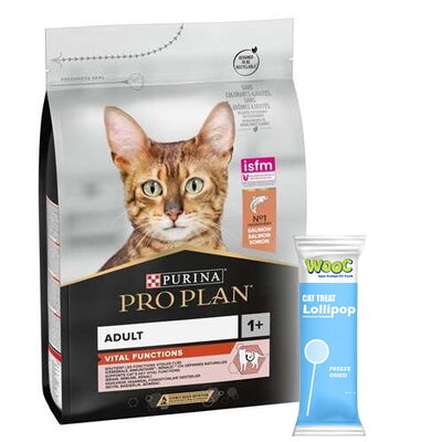 Pro Plan Somonlu Yetişkin Kedi Maması 1,5 Kg + Wooc Kedi Ödülü Lolipop