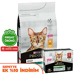 Pro Plan Tavuk Etli Kedi Maması 10 Kg + Pro Plan Yaş Mama 85 Gr x 10 Adet - Pro Plan
