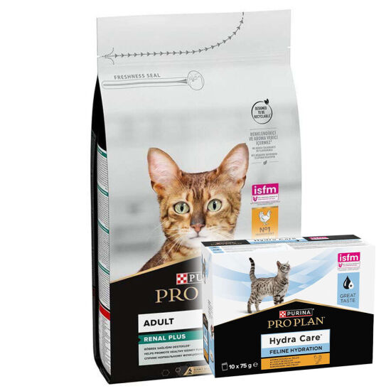Pro Plan Tavuk Etli Kedi Maması 10 Kg + Hydra Care Yaş Mama 75 Gr x 10 Adet - 1