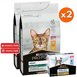Pro Plan Tavuk Etli Kedi Maması 10 Kg x 2 Adet + 3 Adet Hydra Care Yaş Mama - Pro Plan