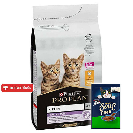 Pro Plan Kitten Tavuk Etli Yavru Kedi Maması 1,5 Kg + Felix Soup Time Çorba - 1