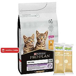 Pro Plan Kitten Tavuk Etli Yavru Kedi Maması 3 Kg + 2 Adet Wooc Lolipop Ödül - Pro Plan