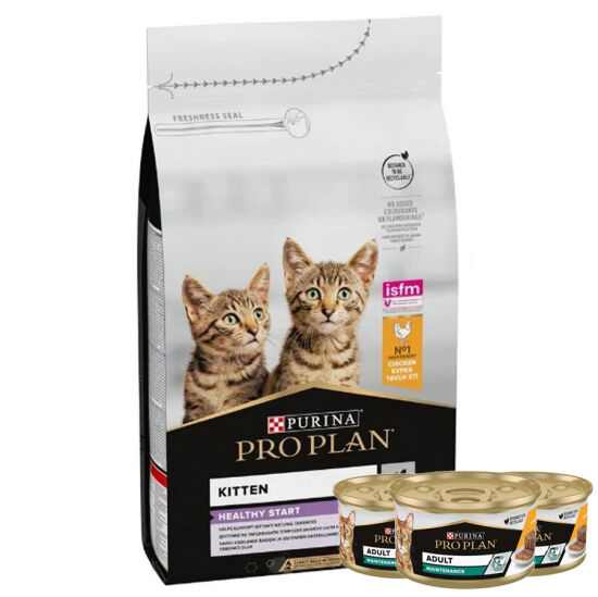 Pro Plan Kitten Tavuk Etli Yavru Kedi Maması 3 Kg + 3 Adet Pro Plan 85 Gr Yaş Mama - 1