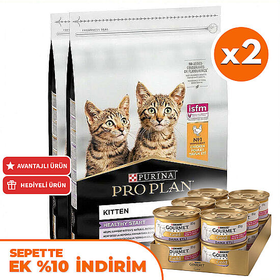 Pro Plan Kitten Yavru Kedi Maması 10 Kg x 2 Adet + 24 Adet Gourmet Kitten Konserve - 2