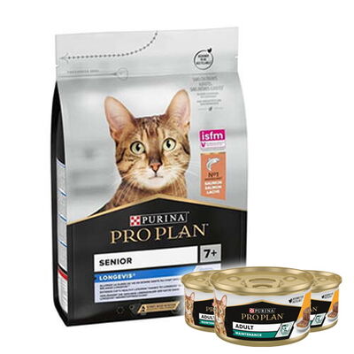 Pro Plan Original Senior +7 Somonlu Yaşlı Kedi Maması 3 Kg + 3 Adet Pro Plan 85 Gr Yaş Mama