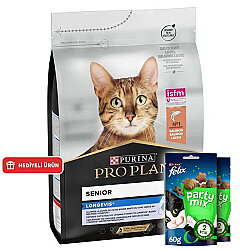 Pro Plan Longevis Senior +7 Somonlu Kedi Maması 3 Kg + 2 Adet Felix Party Mix Ödül - Pro Plan