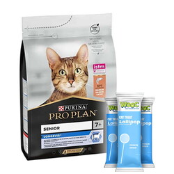 Pro Plan - Pro Plan Original Senior +7 Somonlu Yaşlı Kedi Maması 3 Kg + 3 Adet Wooc Kedi Ödülü Lolipop