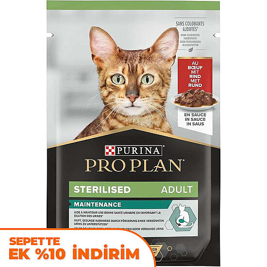 Pro Plan Pouch Sos İçinde Sığır Etli Kısırlaştırılmış Kedi Yaş Maması 85 Gr - 1