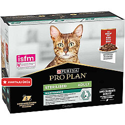 Pro Plan Pouch Sos İçinde Sığır Etli Kısırlaştırılmış Kedi Yaş Maması 85 Gr x 10 Adet - Pro Plan