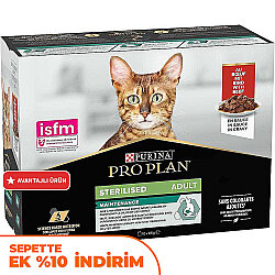 Pro Plan Pouch Sos İçinde Sığır Etli Kısırlaştırılmış Kedi Yaş Maması 85 Gr x 10 Adet - Pro Plan