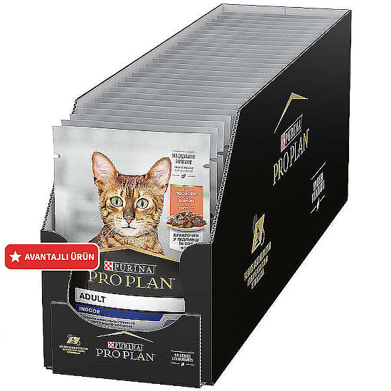 Pro Plan Pouch Sos İçinde Somonlu Indoor Kedi Yaş Maması 85 Gr x 26 Adet - 1