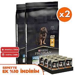 Pro Plan Puppy Large Tavuk Büyük Irk Yavru Köpek Maması 12 Kg x 2 Adet + 12 Adet Pro Plan Konserve - Pro Plan