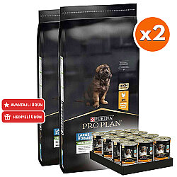 Pro Plan Puppy Large Tavuk Büyük Irk Yavru Köpek Maması 12 Kg x 2 Adet + 12 Adet Pro Plan Konserve - Pro Plan
