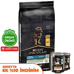 Pro Plan Puppy Large Tavuk Büyük Irk Yavru Köpek Maması 12 Kg + 2 Adet Pro Plan Konserve 400 Gr - Pro Plan