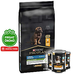 Pro Plan Puppy Large Tavuk Büyük Irk Yavru Köpek Maması 12 Kg + 3 Adet Pro Plan Konserve 400 Gr - Pro Plan