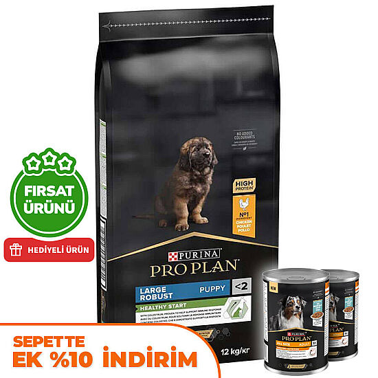 Pro Plan Puppy Large Tavuk Büyük Irk Yavru Köpek Maması 12 Kg + 2 Adet Pro Plan Konserve 400 Gr - 1