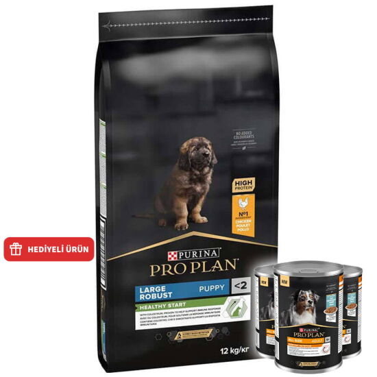 Pro Plan Puppy Large Tavuk Büyük Irk Yavru Köpek Maması 12 Kg + 3 Adet Pro Plan Konserve 400 Gr - 1