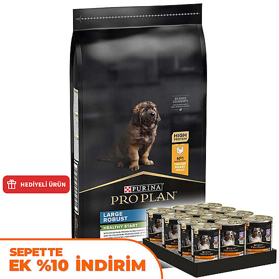 Pro Plan Puppy Large Tavuk Büyük Irk Yavru Köpek Maması 12 Kg + 12 Adet Pro Plan Konserve 400 Gr - 1