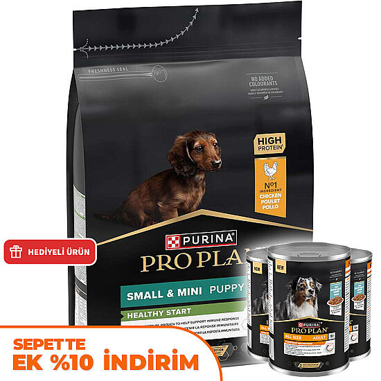 Pro Plan Puppy Tavuk Etli Küçük Irk Yavru Köpek Maması 3 Kg + 3 Adet Pro Plan Konserve 400 Gr - 1