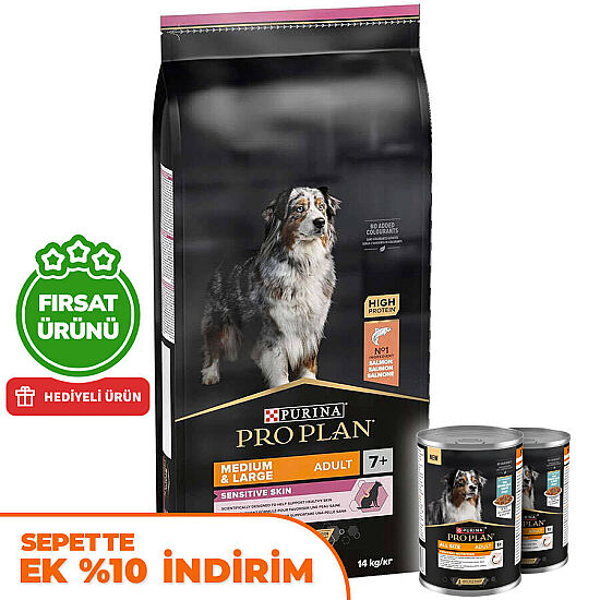 Pro Plan Senior Medium Large Somonlu Yaşlı Köpek Maması 14 Kg + 2 Adet Pro Plan Konserve 400 Gr - 1