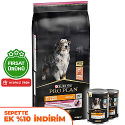 Pro Plan Senior Medium Large Somonlu Yaşlı Köpek Maması 14 Kg + 2 Adet Pro Plan Konserve 400 Gr - Pro Plan