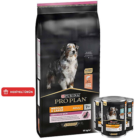 Pro Plan Senior Medium Large Somonlu Yaşlı Köpek Maması 14 Kg + 3 Adet Pro Plan Konserve 400 Gr - 1