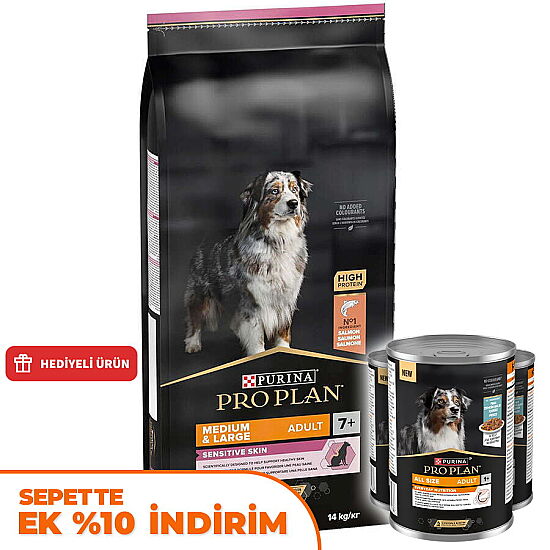 Pro Plan Senior Medium Large Somonlu Yaşlı Köpek Maması 14 Kg + 3 Adet Pro Plan Konserve 400 Gr - 1