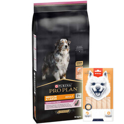 Pro Plan - Pro Plan Senior Medium Large Somonlu Yaşlı Köpek Maması 14 Kg + Wanpy Creamy Treat 5x14 Gr