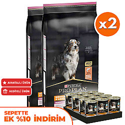 Pro Plan Senior Medium Large Somonlu Yaşlı Köpek Maması 14 Kg x 2 Adet + 12 Adet Pro Plan Konserve - Pro Plan