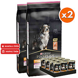 Pro Plan Senior Medium Large Somonlu Yaşlı Köpek Maması 14 Kg x 2 Adet + 12 Adet Pro Plan Konserve - Pro Plan