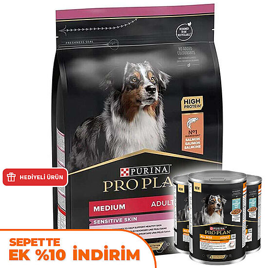Pro Plan Sensitive Somon Hassas Köpek Maması 3 Kg + 3 Adet Pro Plan Konserve 400 Gr - 1