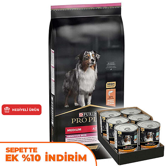 Pro Plan Sensitive Somonlu Hassas Köpek Maması 10 Kg + 6 Adet Pro Plan Konserve 400 Gr - 1