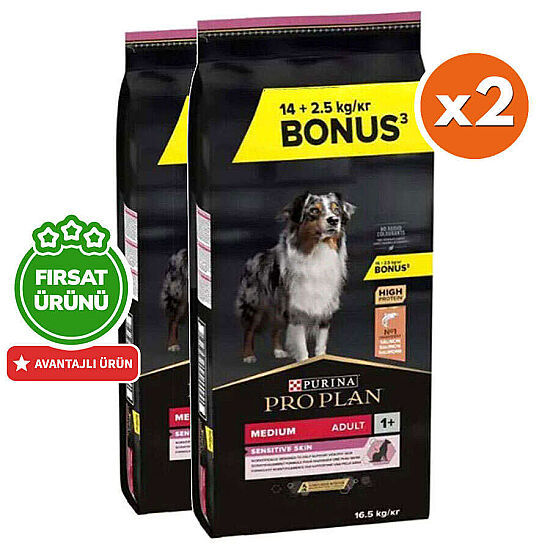 Pro Plan Sensitive Somonlu Hassas Köpek Maması 14 + 2,5 Kg (Toplam 16,5 Kg) x 2 Adet + 12 Adet Pro Plan Konserve - 3