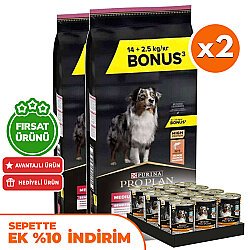 Pro Plan Sensitive Somonlu Hassas Köpek Maması 14 + 2,5 Kg (Toplam 16,5 Kg) x 2 Adet + 12 Adet Pro Plan Konserve - Pro Plan