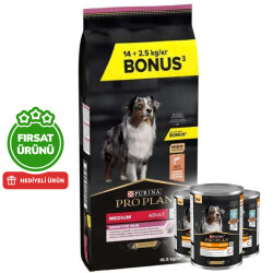 Pro Plan Sensitive Somonlu Hassas Köpek Maması 14 + 2,5 Kg (Toplam 16,5 Kg) + 3 Adet Köpek Konservesi 400 Gr - Pro Plan