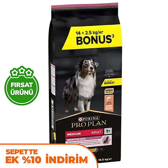 Pro Plan Sensitive Somonlu Hassas Köpek Maması 14 + 2,5 Kg (Toplam 16,5 Kg) - 1