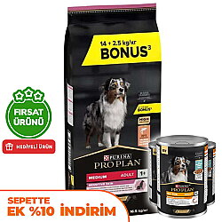 Pro Plan Sensitive Somonlu Hassas Köpek Maması 14 + 2,5 Kg (Toplam 16,5 Kg) + 3 Adet Pro Plan Konserve 400 Gr - Pro Plan
