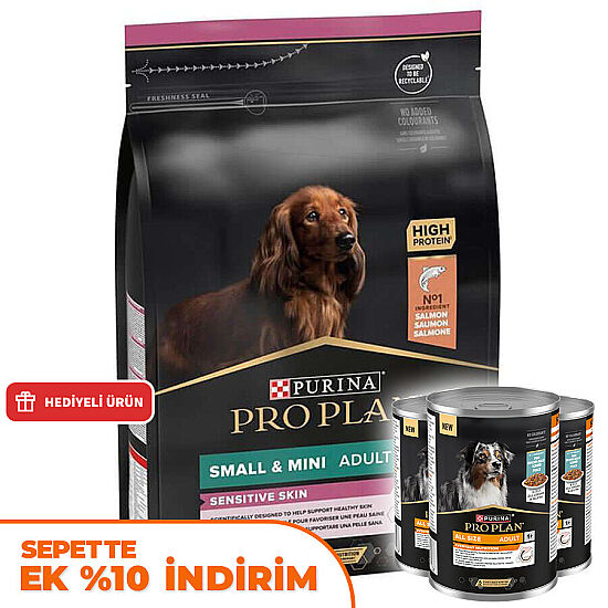 Pro Plan Somonlu Küçük Irk Köpek Maması 3 Kg + 3 Adet Pro Plan Konserve 400 Gr - 1
