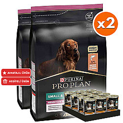 Pro Plan Somonlu Küçük Irk Köpek Maması 7 Kg x 2 Adet + 12 Adet Pro Plan Konserve - Pro Plan