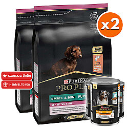 Pro Plan Somonlu Küçük Irk Yavru Köpek Maması 3 Kg x 2 Adet + 3 Adet Pro Plan Konserve - Pro Plan