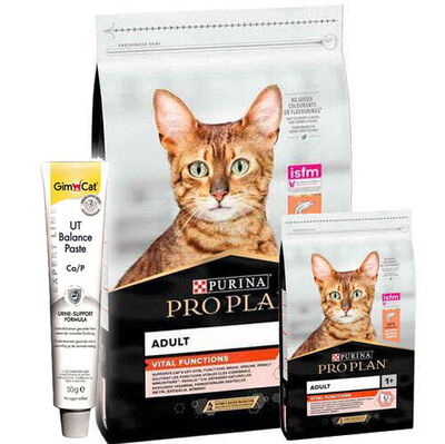 Pro Plan Somonlu Yetişkin Kedi Maması 10 Kg + 3 Kg (Toplam 13 Kg) + Gimcat UT Balance Paste
